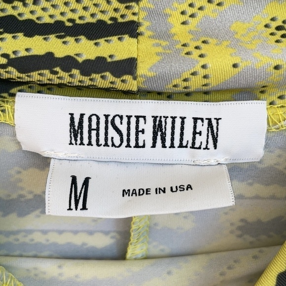 Maisie Wilen lime green Animal print orbit city ruched bodycon dress M - Picture 11 of 13